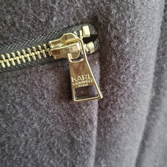 Karl Lagerfeld Wool Blended Stand-Collar Officer Coat Size Small - Picture 10 of 11